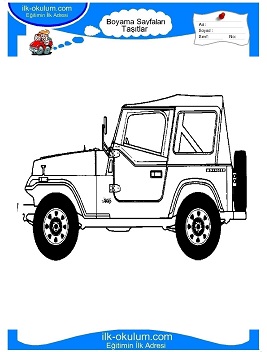 Çocuklar İçin jeep Boyama Sayfaları 